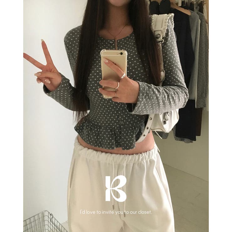 グレー | クラウド、フリル ドットカーディガン cd1276 | BEIDELLI