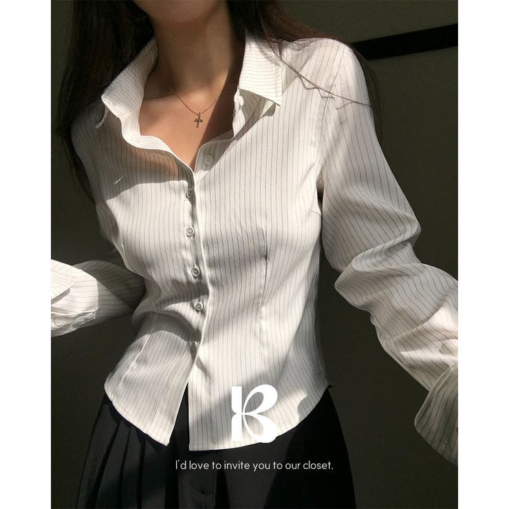 ホワイト | ベターストライプシャツ bs1208 | BEIDELLI