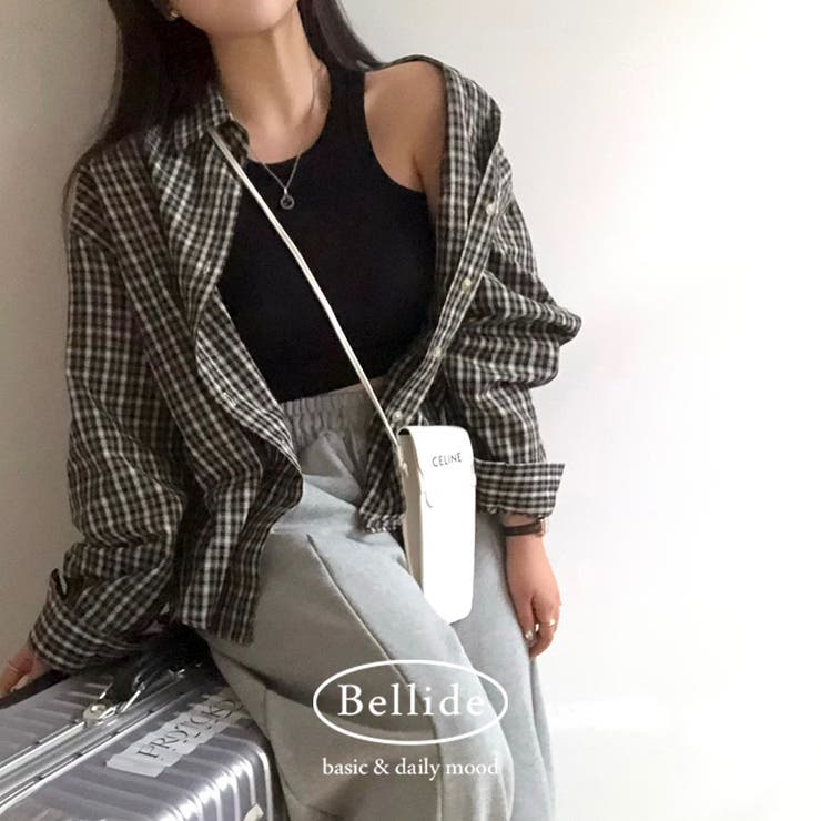 ブラック | カジュアルオーバーフィットチェックシャツ bs1161 | BEIDELLI