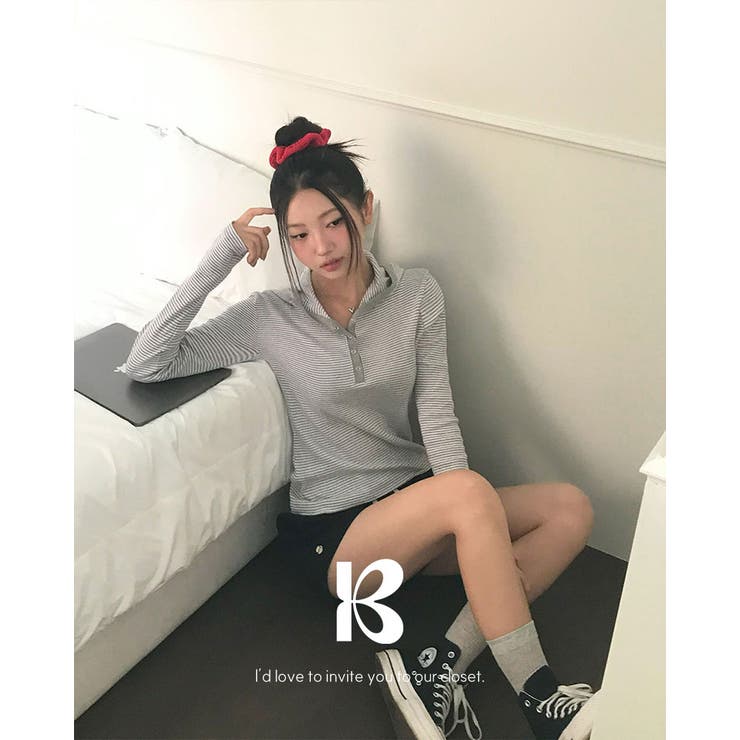 グレー | ボーダーフーディー長袖Tシャツ ts1454 | BEIDELLI