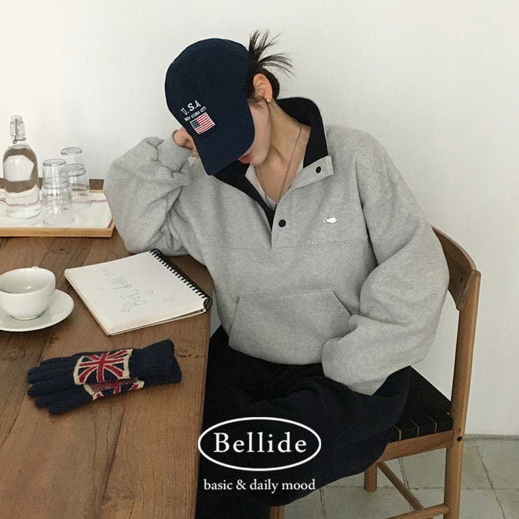 ライトグレー | ルーズフィット配色プラケットトレーナー ts1374 | BEIDELLI