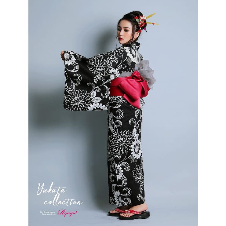 浴衣 半身柄 ストライプ[品番：RV000007873]｜Ryuyu（リューユ