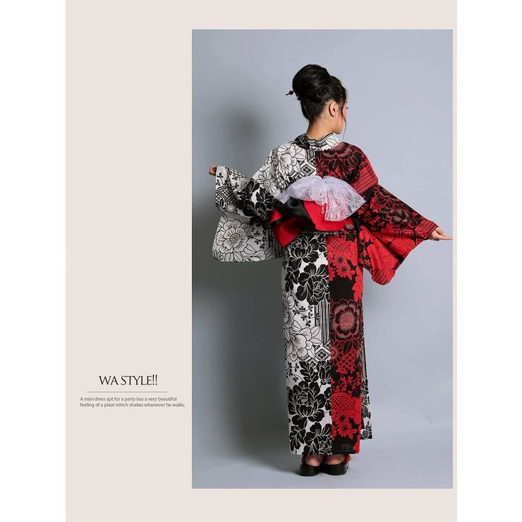 浴衣 牡丹柄 黒[品番：RV000007888]｜Ryuyu（リューユ）のレディース