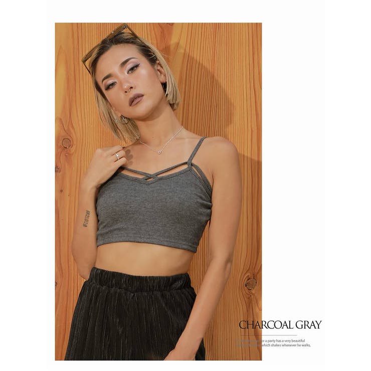 チャコールグレー | キャミソール タンクトップ カップ付き | bombshell