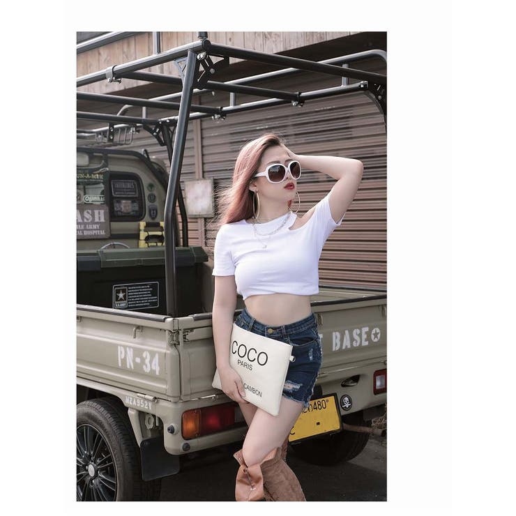 半袖Tシャツ アシンメトリー ワンショル | bombshell | 詳細画像5 