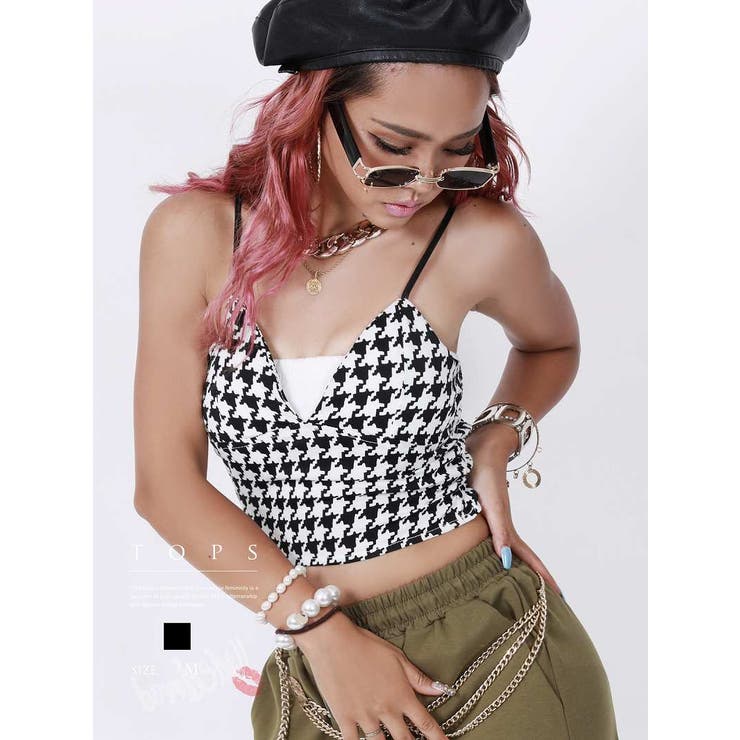 キャミソール タンクトップ 千鳥格子[品番：RV000010561]｜bombshell