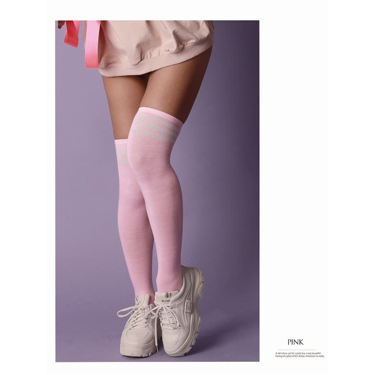 ピンク | グッズ ニーハイソックス スリーライン | bombshell
