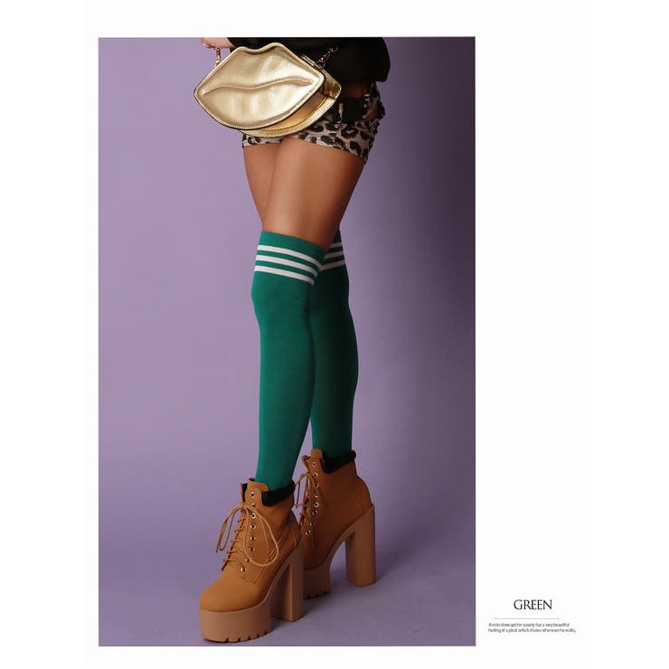 グリーン | グッズ ニーハイソックス スリーライン | bombshell