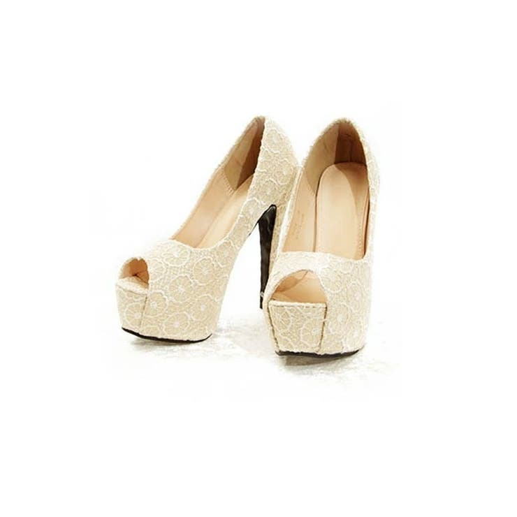 ベージュ（レース） | パンプス ヒール シンプル | Ryuyu