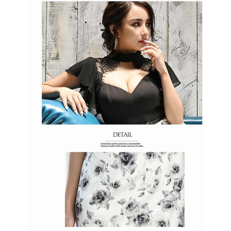 キャバドレス ミニ 花柄 | Ryuyu | 詳細画像4 