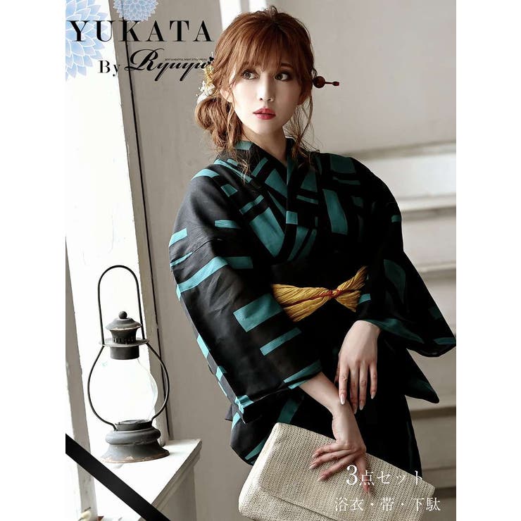 【ふりふ】浴衣　縞に万寿菊　ターコイズブルー 楽天市場】【ニコアンティーク 高級変わり織 浴衣3点セット 深海