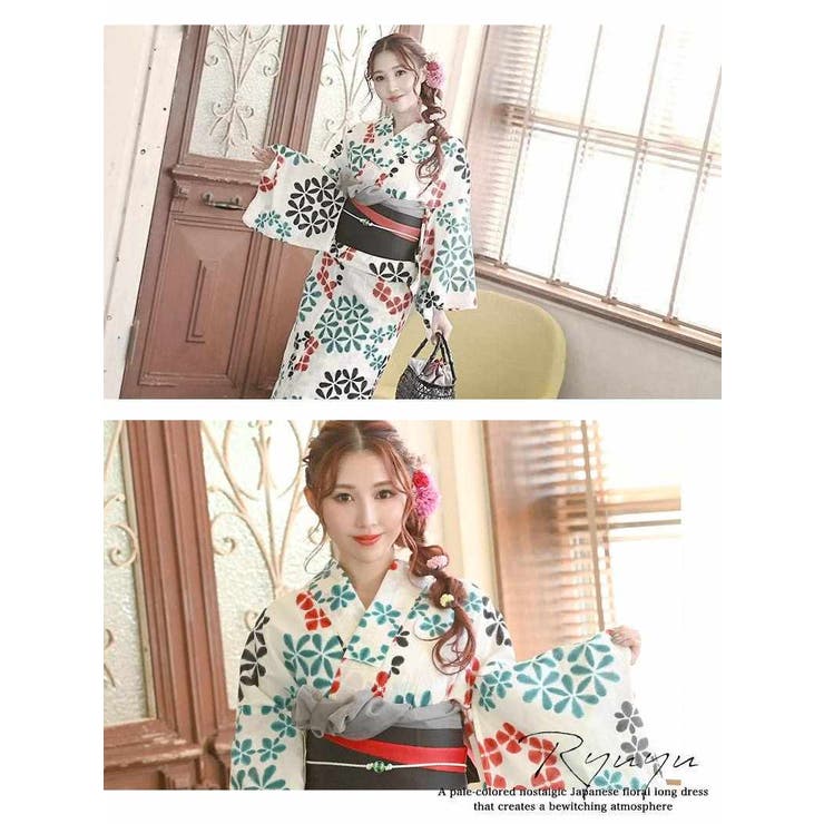 浴衣 白 花柄[品番：RV000008772]｜Ryuyu（リューユ）の