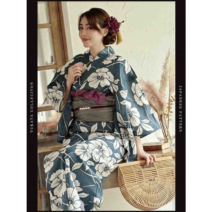 ブルー | 浴衣 青 花柄 | Ryuyu