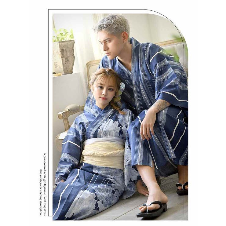 浴衣ドレス　M-Lサイズ 浴衣 ネイビー 青[品番：RV000011270]｜Ryuyu（リューユ）のレディース