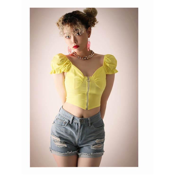 半袖カットソー ヘソ出し ビビットカラー | bombshell | 詳細画像7 