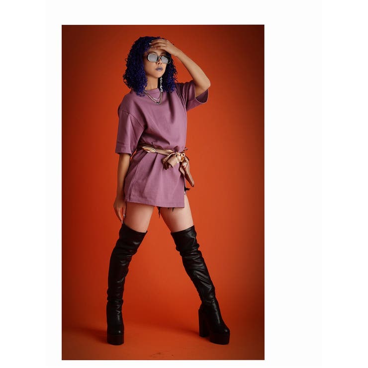 パープル | 半袖Tシャツ ビックTシャツ 無地 | bombshell