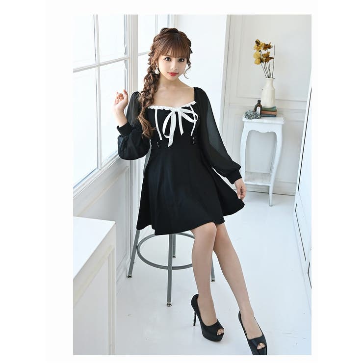 ブラック | ワンピース キャバドレス 袖付き | Ryuyu