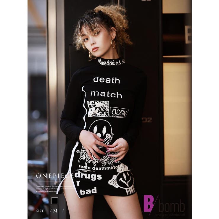 ワンピース ロゴプリント スリット | bombshell | 詳細画像1 