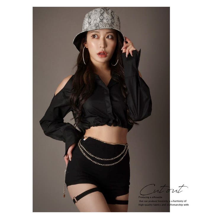 ブラック | シャツ へそ出し 長袖 | bombshell