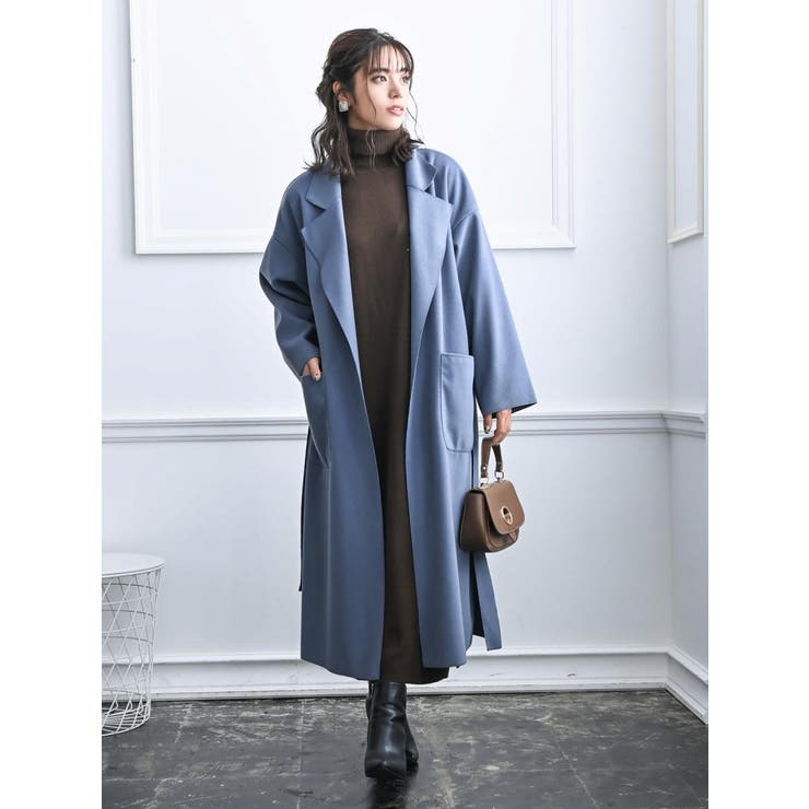 極美品】uncrave ウールリバーロングコート ベルト ベルテッドコート