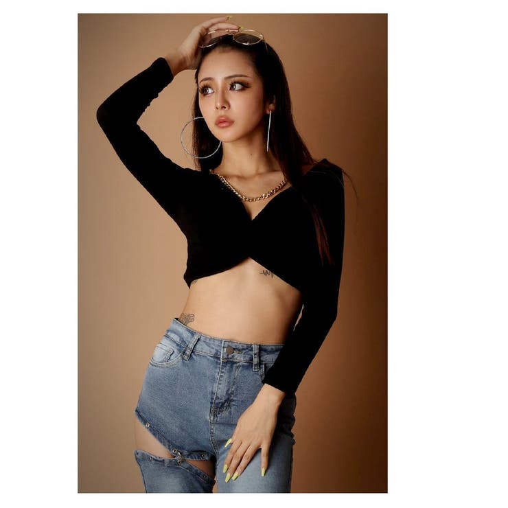 長袖カットソー カップ付き クロス | bombshell | 詳細画像7 