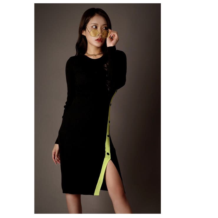 ブラック | ワンピース スリット イエロー | bombshell