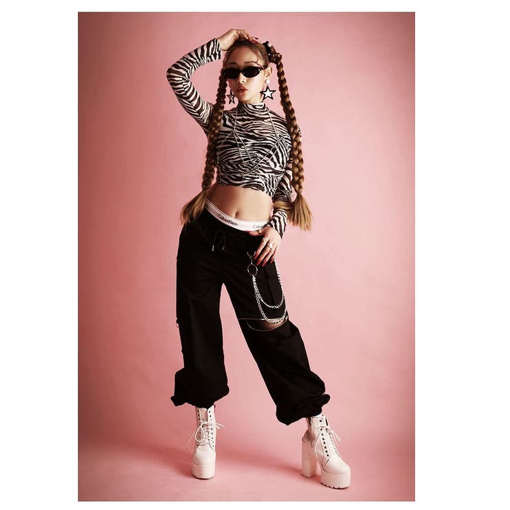 長袖カットソー ゼブラ柄 シースルー | bombshell | 詳細画像2 