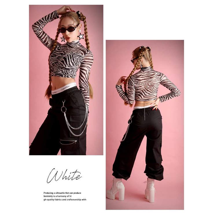 長袖カットソー ゼブラ柄 シースルー | bombshell | 詳細画像3 