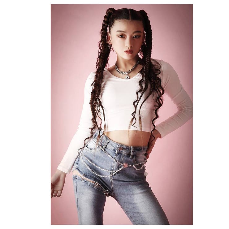 ホワイト | 長袖カットソー シンプル 無地 | bombshell