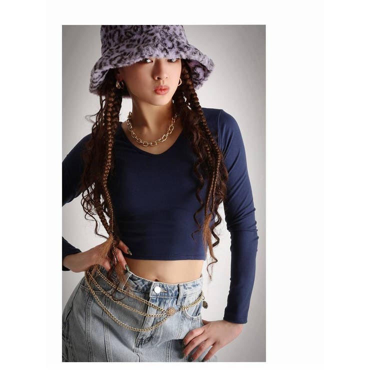 ブルー | 長袖カットソー シンプル 無地 | bombshell