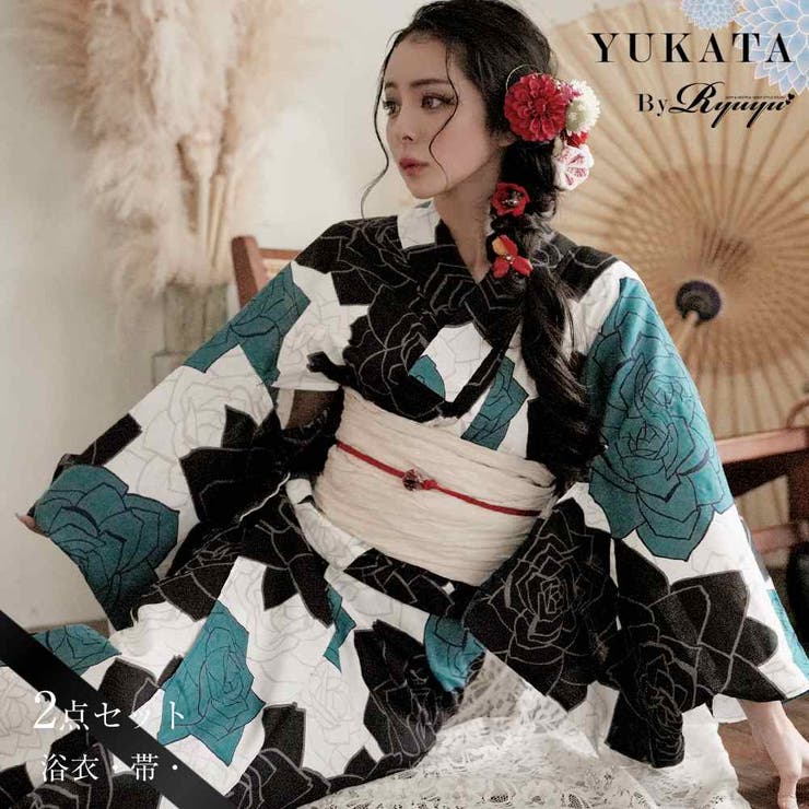 浴衣 緑 バラ[品番：RV000011652]｜Ryuyu（リューユ）のレディース