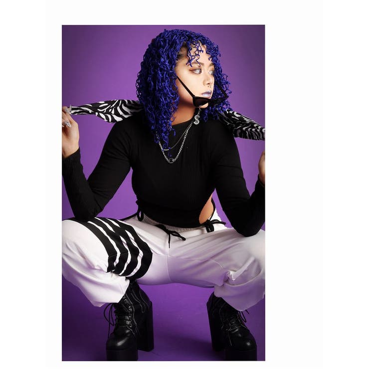 ブラック | 半袖カットソー リブニット サイドカット | bombshell