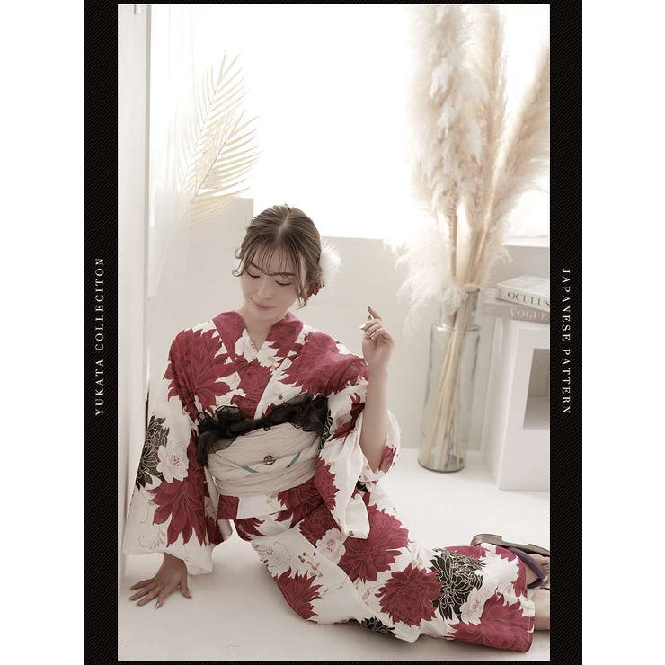浴衣 白 赤[品番：RV000011649]｜Ryuyu（リューユ）のレディース 