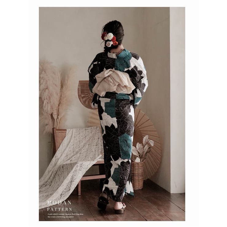 大量入荷 浴衣 緑 バラ[品番：RV000011652]｜Ryuyu（リューユ）の 着物・浴衣