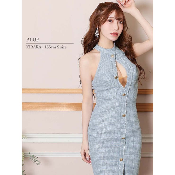 ブルー | キャバドレス ミニ 谷間 | Ryuyu