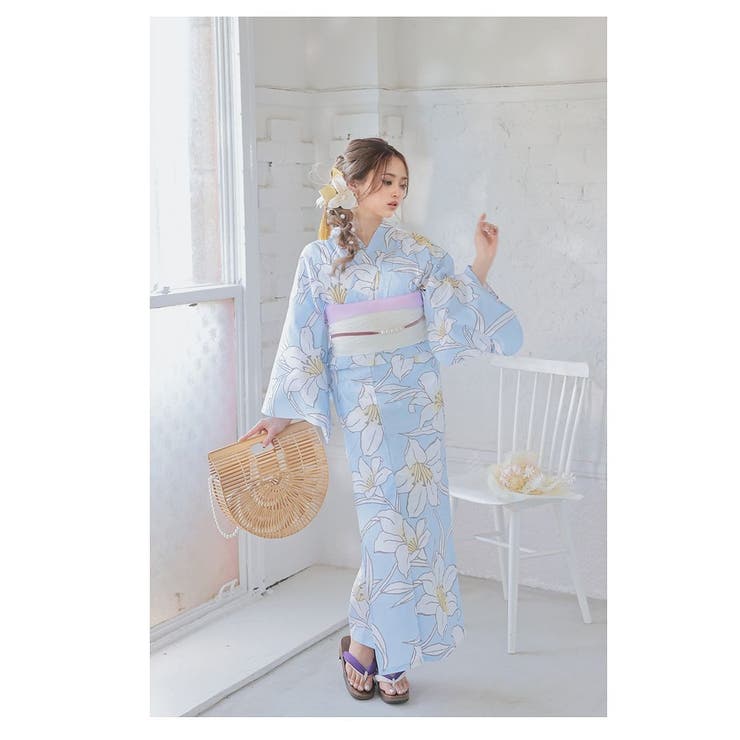 浴衣 青 大柄[品番：RV000011725]｜Ryuyu（リューユ）の