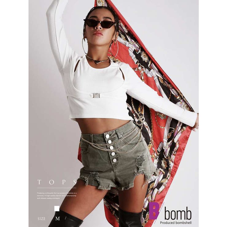 ホワイト | 半袖カットソー カットソー へそ出し | bombshell