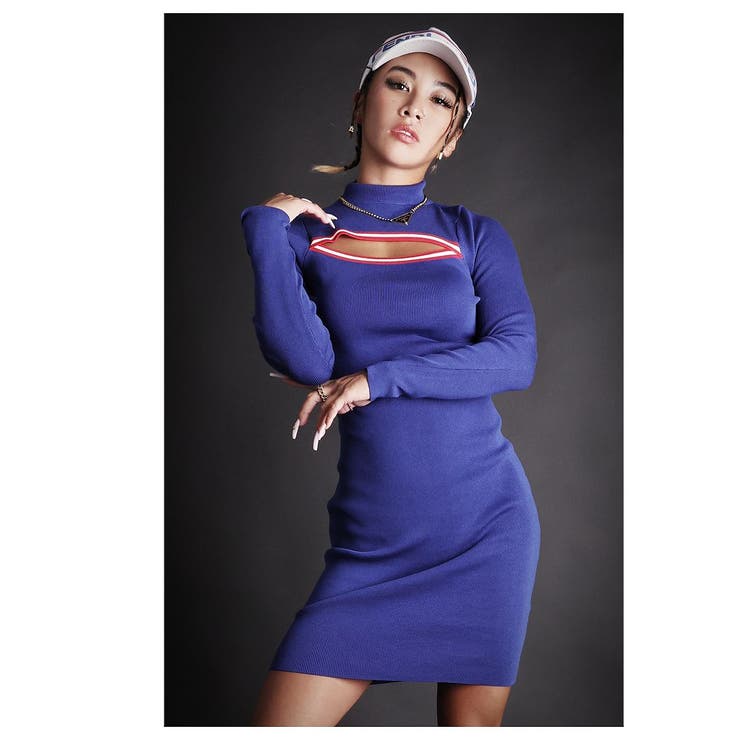 ブルー | ワンピース セクシー 胸開き | bombshell