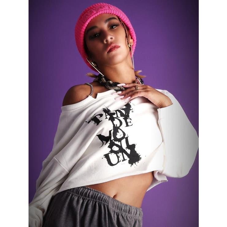 ホワイト | 長袖カットソー チェーン 長袖 | bombshell