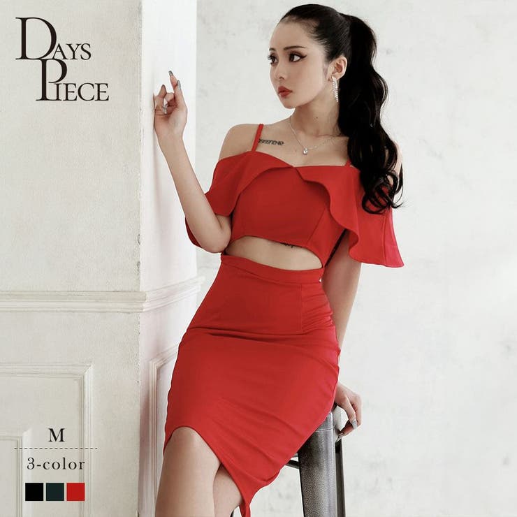 レッド | ワンピース キャバドレス 袖付き | Ryuyu