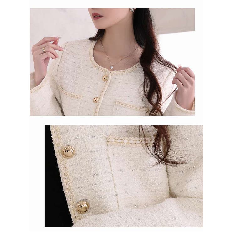 キャバスーツ ラメツイード 白 | Ryuyu | 詳細画像3 