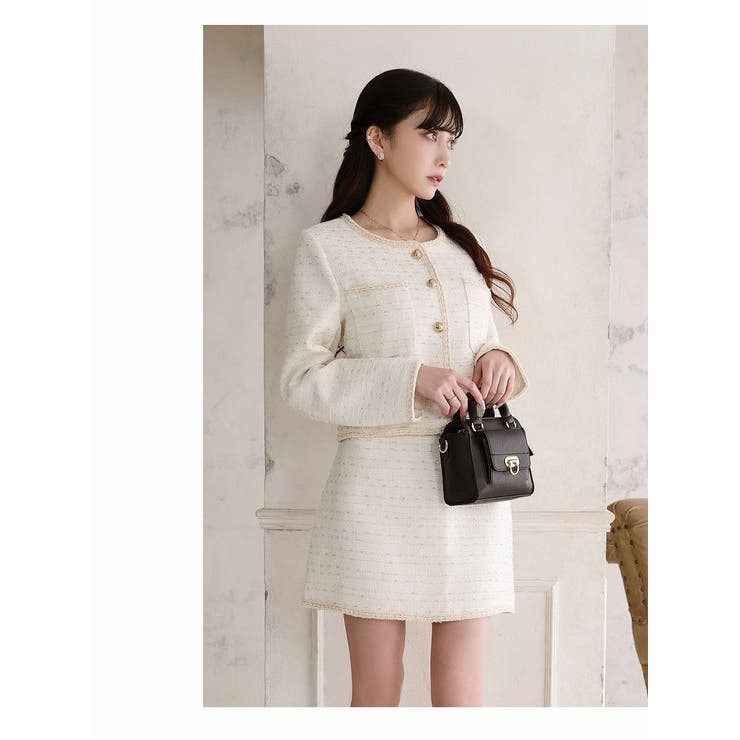 キャバスーツ ラメツイード 白 | Ryuyu | 詳細画像4 