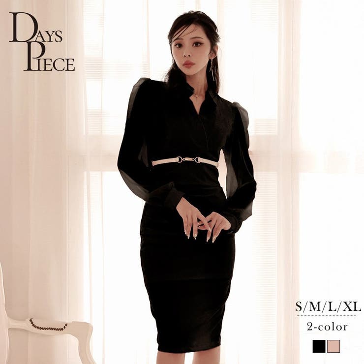 ブラック | ワンピース キャバドレス 袖付き | Ryuyu