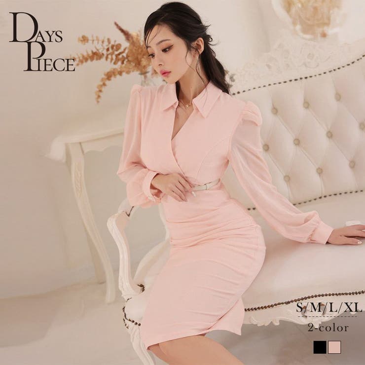 ピンク | ワンピース キャバドレス 袖付き | Ryuyu