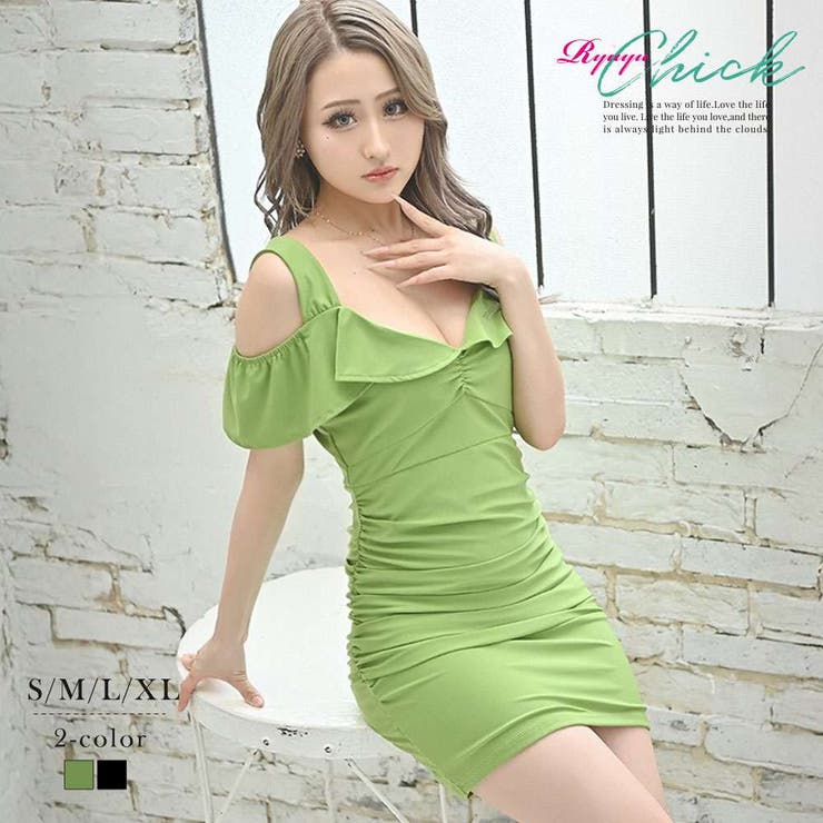 グリーン | キャバドレス ミニ オフショル | Ryuyu
