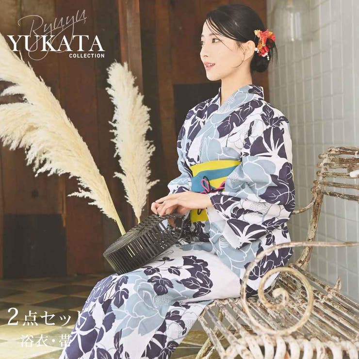 浴衣 花 白[品番：RV000012037]｜Ryuyu（リューユ）のレディース