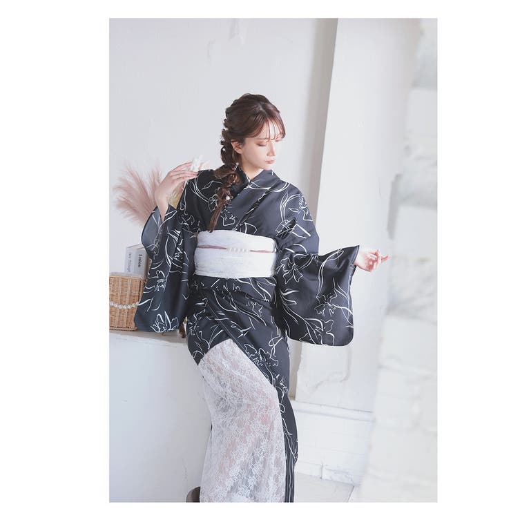 【レア】新品未開封★Rady★浴衣 （帯セット）リゾートフラワー★黒★リゾフラ★ Rady - Rady☆エレフラ浴衣セット 黒の通販 by みーちゃん's