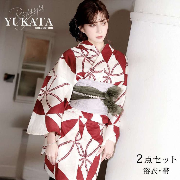 浴衣 白 赤[品番：RV000012087]｜Ryuyu（リューユ）｜レディース｜Shoplist