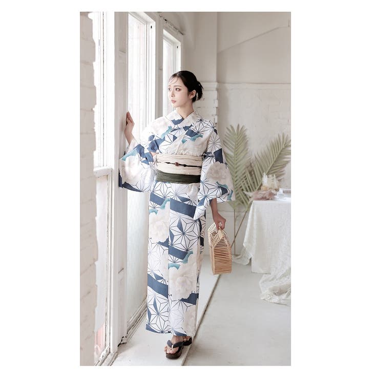 浴衣 白 青[品番：RV000012095]｜Ryuyu（リューユ）のレディース