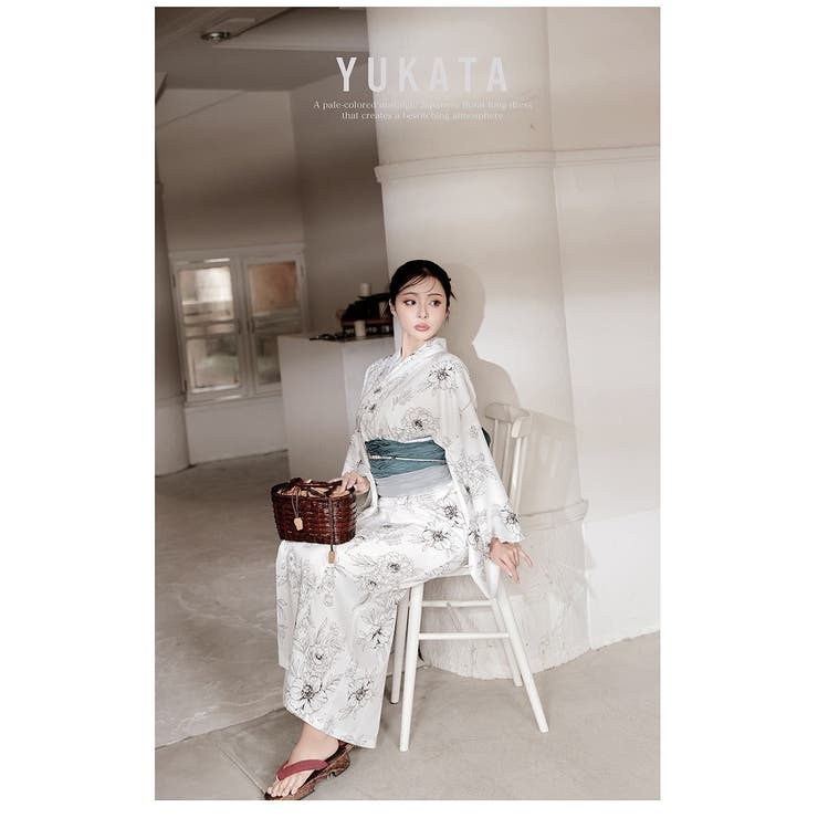 浴衣 ワンピース浴衣 白[品番：RV000012112]｜Ryuyu（リューユ）の